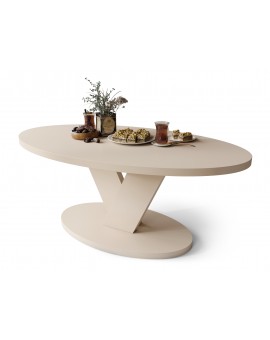 LOVA Beige (Champagne) - OVALE SALONTAFEL 110x60 cm MODERNE KOFFIETAFEL