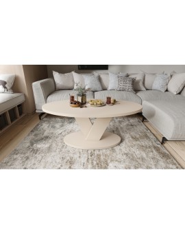 LOVA Béžový (Šampanské) - OVÁLNY KONFERENČNÝ STOLÍK 110 × 60 cm MODERNÝ KÁVOVÝ STOLÍK