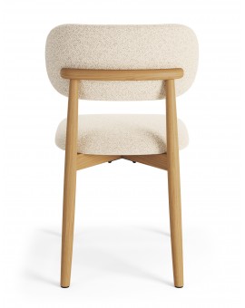 ALMO Krémová (látka Monza 90) / lakovaný dubový rám – DREVENÁ BOUCLÉ STOLIČKA DO OBÝVAČKY, JEDÁLNE A KUCHYNE V RETRO ŠTÝLE