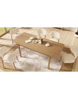 ALDO Crème (stof Monza 90)/gelakt eiken frame – HOUTEN BOUCLÉSTOEL VOOR WOONKAMER, EETKAMER, KEUKEN RETRO