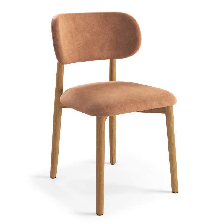 ALMO Terracotta (stof Danny 204)/gelakt eiken frame – HOUTEN STOEL VOOR WOONKAMER, EETKAMER, KEUKEN RETRO