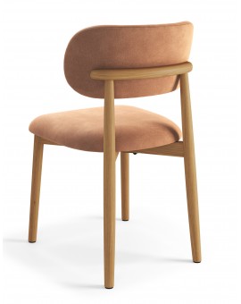 ALMO Terracotta (stof Danny 204)/gelakt eiken frame – HOUTEN STOEL VOOR WOONKAMER, EETKAMER, KEUKEN RETRO