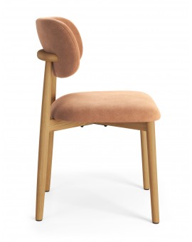 ALMO Terracotta (stof Danny 204)/gelakt eiken frame – HOUTEN STOEL VOOR WOONKAMER, EETKAMER, KEUKEN RETRO