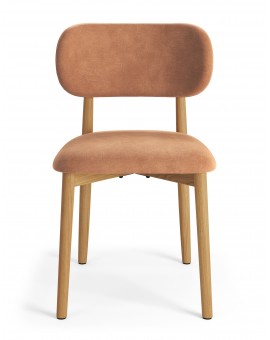 ALMO Terracotta (stof Danny 204)/gelakt eiken frame – HOUTEN STOEL VOOR WOONKAMER, EETKAMER, KEUKEN RETRO