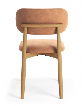 ALMO Terracotta (stof Danny 204)/gelakt eiken frame – HOUTEN STOEL VOOR WOONKAMER, EETKAMER, KEUKEN RETRO