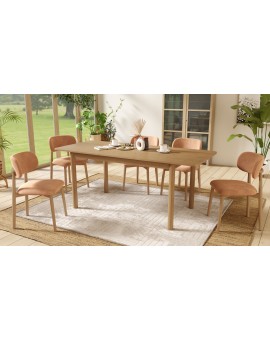 ALMO Terracotta (stof Danny 204)/gelakt eiken frame – HOUTEN STOEL VOOR WOONKAMER, EETKAMER, KEUKEN RETRO