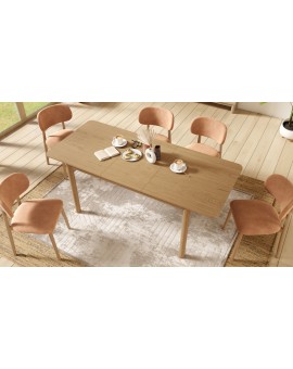 ALMO Terracotta (stof Danny 204)/gelakt eiken frame – HOUTEN STOEL VOOR WOONKAMER, EETKAMER, KEUKEN RETRO