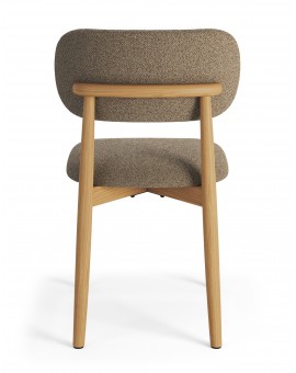 ALDO Bruin Taupe (stof Monza 40)/gelakt eiken frame – HOUTEN BOUCLÉSTOEL VOOR WOONKAMER, EETKAMER, KEUKEN RETRO