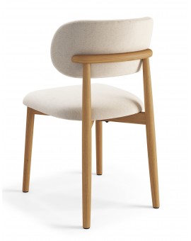 ALMO Beige (stof Apia 453)/gelakt eiken frame – HOUTEN STOEL VOOR WOONKAMER, EETKAMER, KEUKEN RETRO