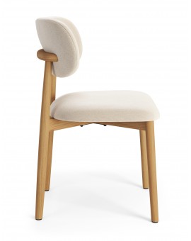 ALMO Beige (stof Apia 453)/gelakt eiken frame – HOUTEN STOEL VOOR WOONKAMER, EETKAMER, KEUKEN RETRO