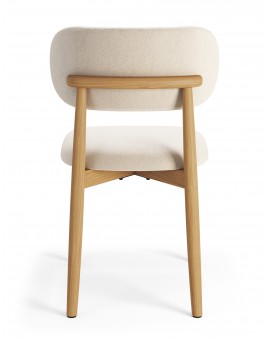 ALMO Beige (stof Apia 453)/gelakt eiken frame – HOUTEN STOEL VOOR WOONKAMER, EETKAMER, KEUKEN RETRO