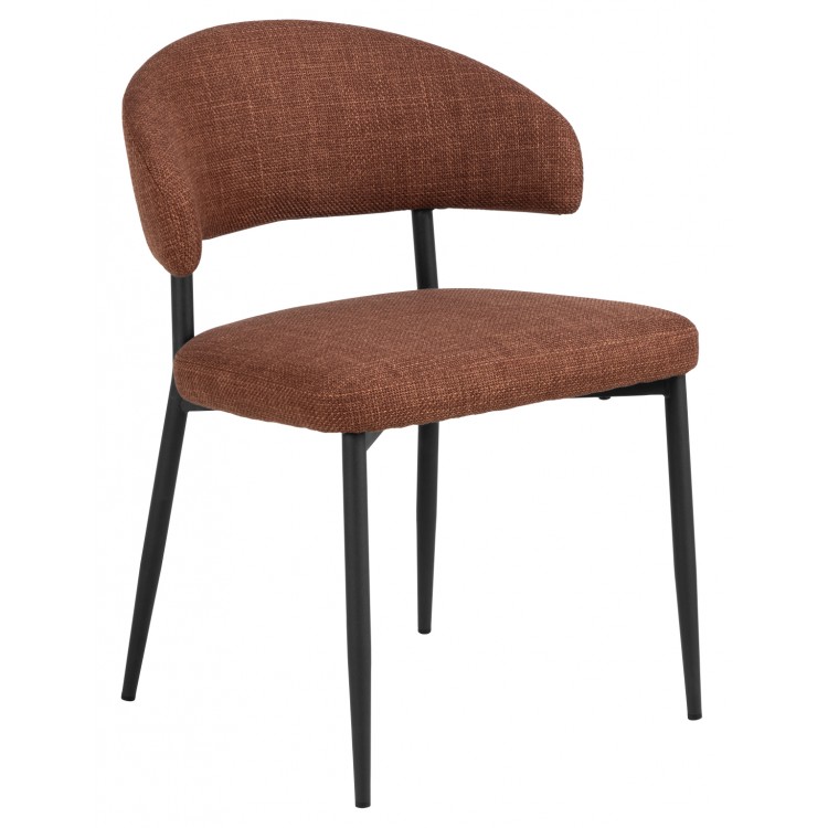 IRIS Terracotta (stof Basel 44) – GESTOFFEERDE STOEL MET GEVLOCHTEN RUGLEUNING VOOR WOONKAMER/EETKAMER LOFT