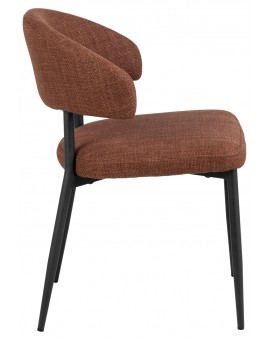 IRIS Terracotta (stof Basel 44) – GESTOFFEERDE STOEL MET GEVLOCHTEN RUGLEUNING VOOR WOONKAMER/EETKAMER LOFT