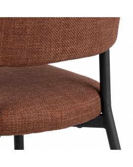IRIS Terracotta (stof Basel 44) – GESTOFFEERDE STOEL MET GEVLOCHTEN RUGLEUNING VOOR WOONKAMER/EETKAMER LOFT