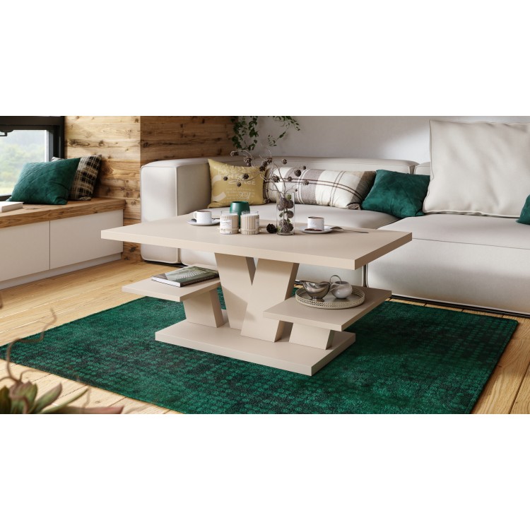 VIVA MAT Beige [Super Mat / Anti-fingerprint] - MODERNE SALONTAFEL MET PLANKEN KASJMIR