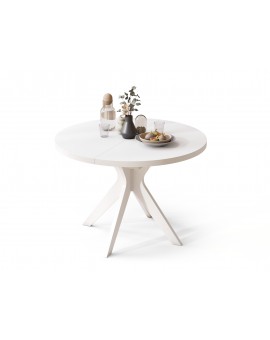 RENZO Wit - RONDE TAFEL Ø110 UITKLAPBAAR TOT 180 cm | VOOR DE KEUKEN EETKAMER WOONKAMER RETRO