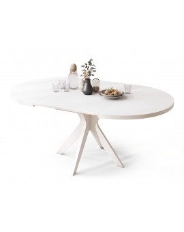 RENZO Wit - RONDE TAFEL Ø110 UITKLAPBAAR TOT 180 cm | VOOR DE KEUKEN EETKAMER WOONKAMER RETRO
