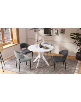 RENZO Wit - RONDE TAFEL Ø110 UITKLAPBAAR TOT 180 cm | VOOR DE KEUKEN EETKAMER WOONKAMER RETRO
