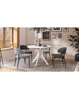 RENZO Wit - RONDE TAFEL Ø110 UITKLAPBAAR TOT 180 cm | VOOR DE KEUKEN EETKAMER WOONKAMER RETRO