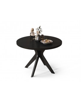 RENZO Zwart - RONDE TAFEL Ø110 UITKLAPBAAR TOT 180 cm | VOOR DE KEUKEN EETKAMER WOONKAMER RETRO