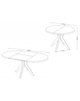 RENZO Artisan Eiken/beige poot (Champagne) - RONDE TAFEL Ø110 UITKLAPBAAR TOT 180 cm |VOOR DE KEUKEN EETKAMER WOONKAMER RETRO