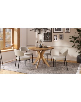 RENZO Natuurlijk Eiken - RONDE HOUTEN TAFEL Ø110 UITKLAPBAAR TOT 180 cm | VOOR DE KEUKEN EETKAMER WOONKAMER RETRO