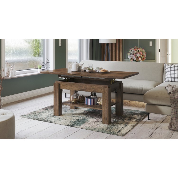 ASTORIA elegant noten, opklapbare salontafel