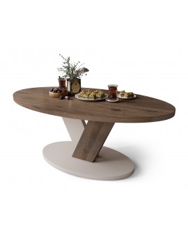 LOVA Noten Elegant/Beige Taupe - OVALE SALONTAFEL 110x60 cm MODERNE KOFFIETAFEL LOVA Noten Elegant/Beige Taupe - OVALE SALONTAFEL 110x60 cm MODERNE KOFFIETAFEL