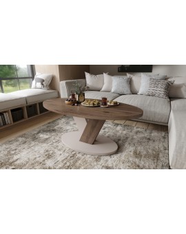 LOVA Noten Elegant/Beige Taupe - OVALE SALONTAFEL 110x60 cm MODERNE KOFFIETAFEL LOVA Noten Elegant/Beige Taupe - OVALE SALONTAFEL 110x60 cm MODERNE KOFFIETAFEL