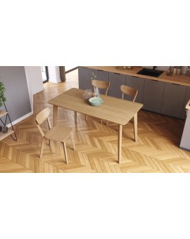 ROXY Onderstel naturel eik, 150cm/80cm - RETRO KEUKEN-/DININGTAFEL - rechthoekige houten tafel