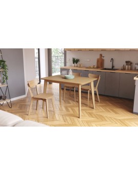 ROXY Onderstel naturel eik, 120cm/80cm - RETRO KEUKEN-/DININGTAFEL - rechthoekige houten tafel
