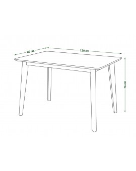 ROXY noten naturel, 120cm/80cm - RETRO KEUKEN-/DININGTAFEL - rechthoekige houten tafel