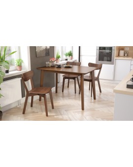 ROXY noten naturel, 120cm/80cm - RETRO KEUKEN-/DININGTAFEL - rechthoekige houten tafel