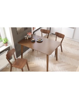 ROXY noten naturel, 120cm/80cm - RETRO KEUKEN-/DININGTAFEL - rechthoekige houten tafel