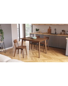 ROXY noten naturel, 120cm/80cm - RETRO KEUKEN-/DININGTAFEL - rechthoekige houten tafel