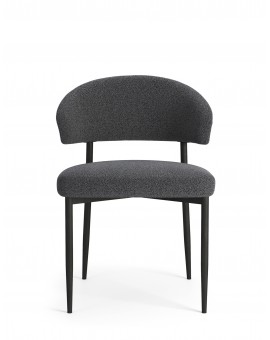 IRIS Antraciet [Donkergrijs] (stof Basel 19) – MODERNE GESTOFFEERDE STOEL VOOR WOONKAMER/EETKAMER BOHO