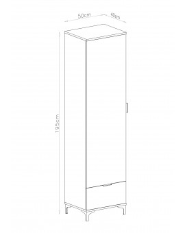 Kledingkast LANA 06 Elegant walnoot - 1-DEURS KLEDINGKAST MET LA