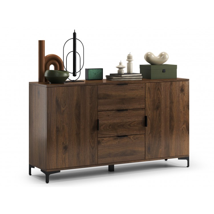 Kast LANA 04 Elegant walnoot - STAANDE 2-DEURS KAST MET LADEN
