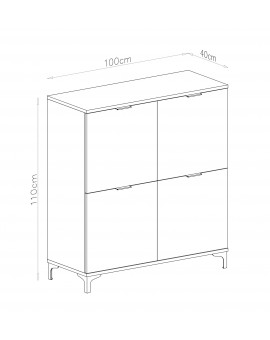 Komoda LANA 02 Elegantný orech - ČTYŘDVEŘOVÁ STOJÍCÍ SKŘÍŇKA