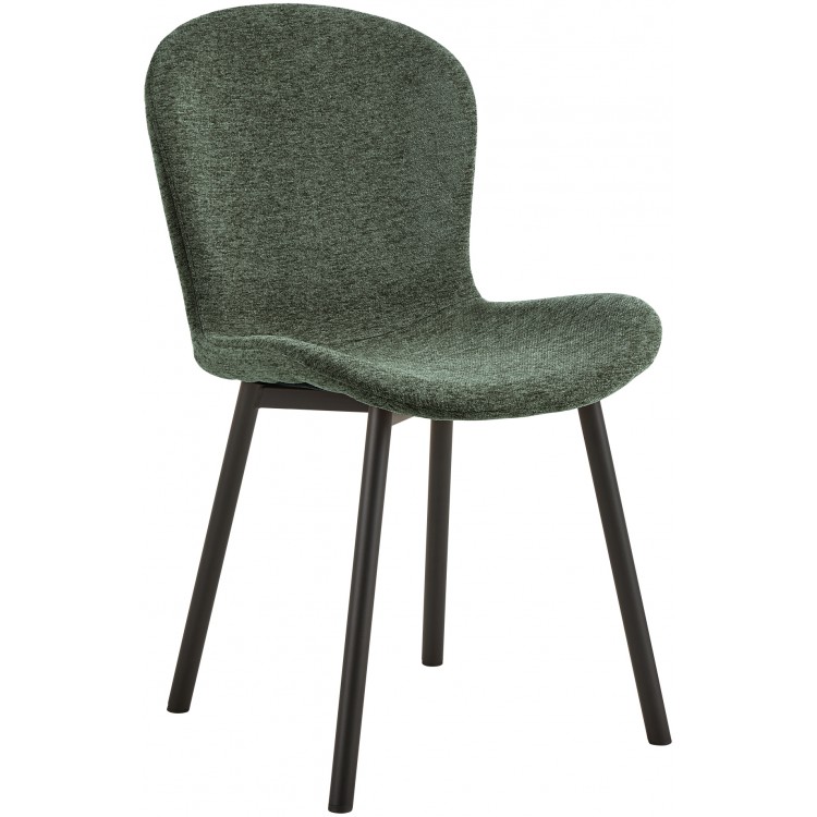 FIORA Groen (stof Apia 352)/zwart frame - MODERNE GESTOFFEERDE STOEL VOOR WOONKAMER/EETKAMER LOFT