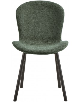 FIORA Groen (stof Apia 352)/zwart frame - MODERNE GESTOFFEERDE STOEL VOOR WOONKAMER/EETKAMER LOFT