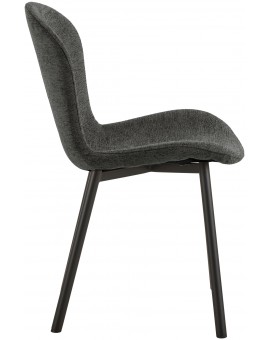 FIORA Donkergrijs (stof Apia 458)/zwart frame - MODERNE GESTOFFEERDE STOEL VOOR WOONKAMER/EETKAMER LOFT