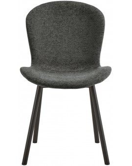 FIORA Donkergrijs (stof Apia 458)/zwart frame - MODERNE GESTOFFEERDE STOEL VOOR WOONKAMER/EETKAMER LOFT