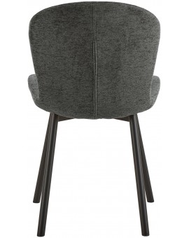 FIORA Donkergrijs (stof Apia 458)/zwart frame - MODERNE GESTOFFEERDE STOEL VOOR WOONKAMER/EETKAMER LOFT