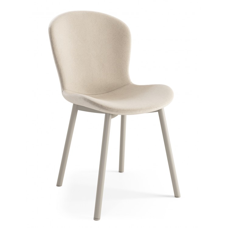 FIORA Beige (stof Apia 453) / grijs-beige frame (kasjmier) - MODERNE GESTOFFEERDE STOEL VOOR WOONKAMER/EETKAMER LOFT