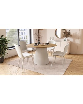 FIORA Beige (stof Apia 453) / grijs-beige frame (kasjmier) - MODERNE GESTOFFEERDE STOEL VOOR WOONKAMER/EETKAMER LOFT
