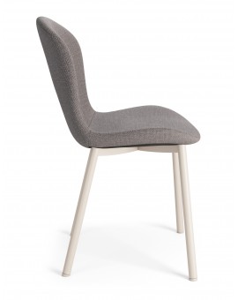 FIORA Lichtgrijs taupe (stof Basel 34) / beige frame - MODERNE GESTOFFEERDE STOEL VOOR WOONKAMER/EETKAMER LOFT