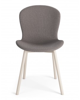 FIORA Lichtgrijs taupe (stof Basel 34) / beige frame - MODERNE GESTOFFEERDE STOEL VOOR WOONKAMER/EETKAMER LOFT