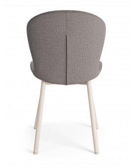 FIORA Lichtgrijs taupe (stof Basel 34) / beige frame - MODERNE GESTOFFEERDE STOEL VOOR WOONKAMER/EETKAMER LOFT