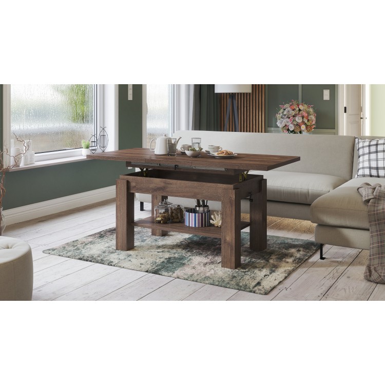 ASTORIA bruine eik, opklapbare salontafel